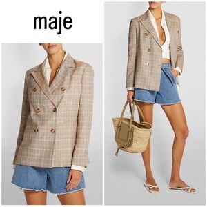 MAJE ~ Double-Breasted Check Jacket in majestic